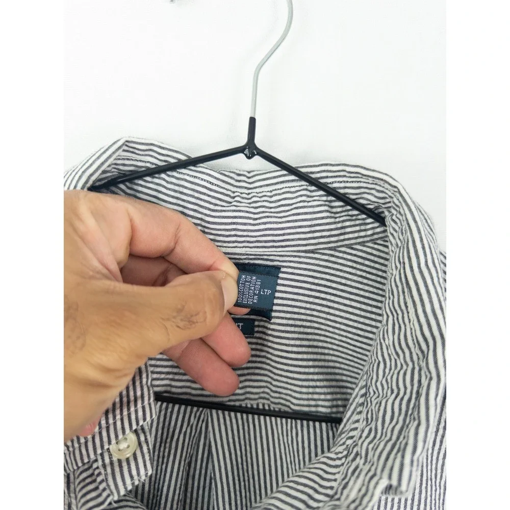 Ralph Lauren Classic Fit Short Sleeve Button Down Seersucker Shirt Mens L Blue S
